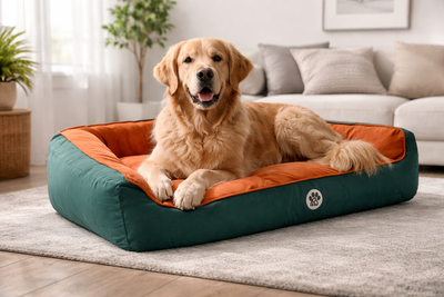 Lounger Bed- Orange & Emerald