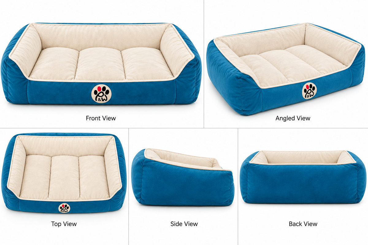 Lounger Bed- Beige & Teal