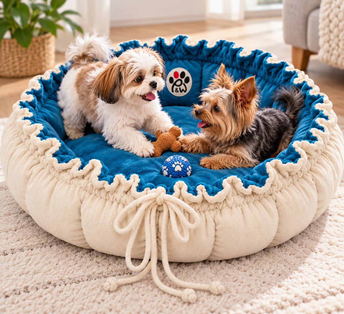 Reversible & Interchangeable Flower Bed- Teal & Beige