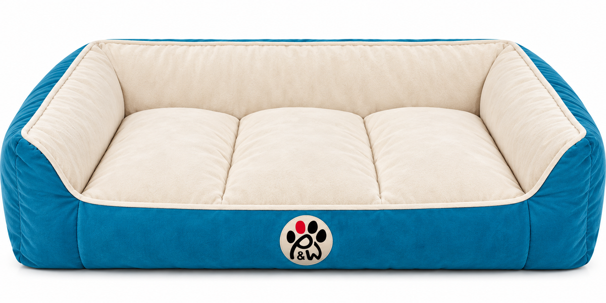 Lounger Bed- Beige & Teal